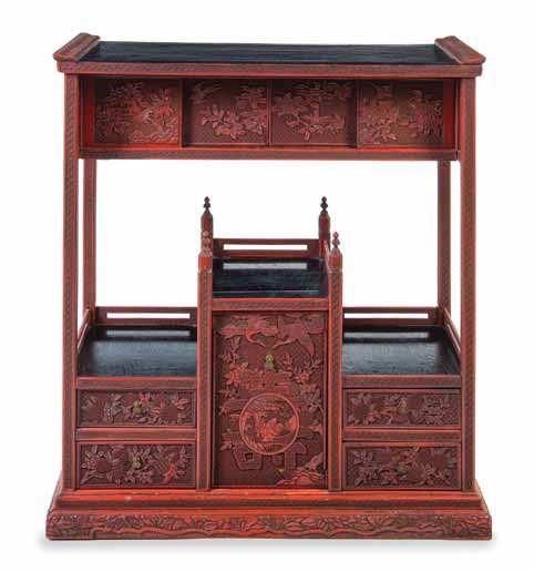 420 a chinese rosewood display case 19tH CEntUrY of rectangular form above recessed waist and pierce carved aprons, further raised on curved legs joined by a stretcher.