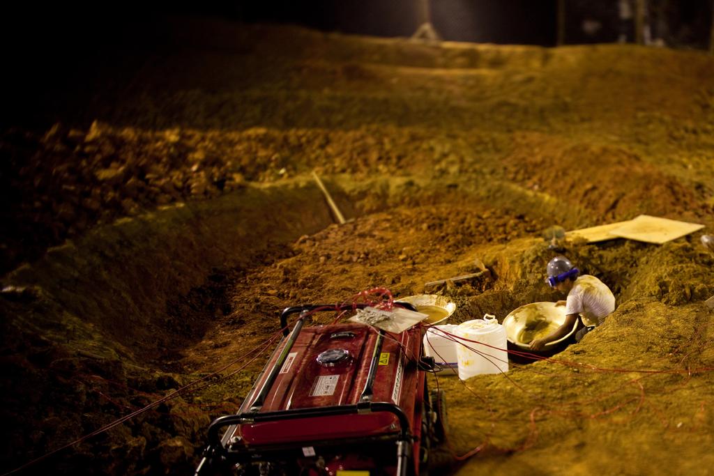 During the night the excavation