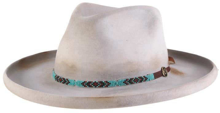 VINTAGE COUTURE FAWN (DISTRESS) Style: BF1240SLIK30 SLICKER Teardrop Wool Felt Fedora with 3 Brim Grosgrain Band with Leather