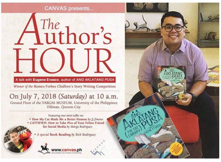 "The Author s Hour" with Eugene Evasco The first in a series of talks with authors of CANVAS books, this Saturday s The Author s Hour features Eugene Evasco, author of Ang Aklatang Pusa, a story of a
