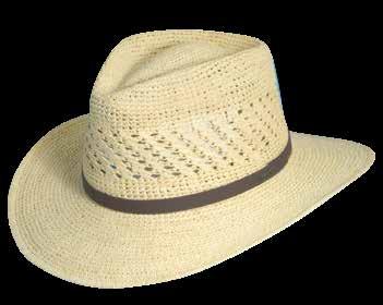 HANDMADE SINCE 1921 PUERTO MR112OS-NAT BEST SELLER Fine Hand Crocheted Raffia Outback with 3 Brim Leather Band, Covered Crown Tip and Covered