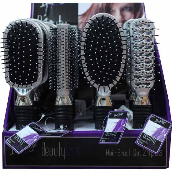 For Your Hair Indulge Silver Hair Brush Display 24 Assorted Hair