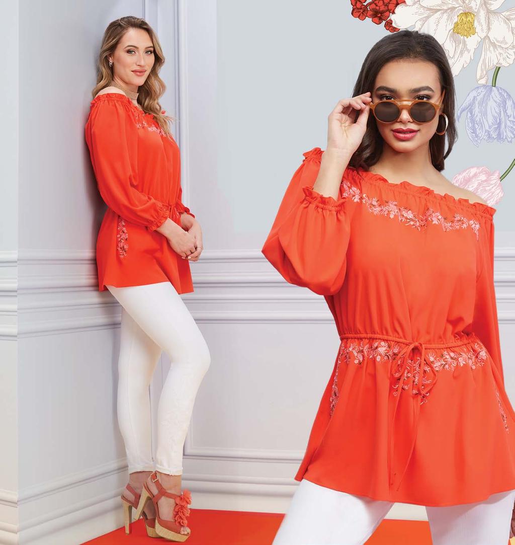 EMBROIDERY DETAIL Off the Shoulder Tunic $79