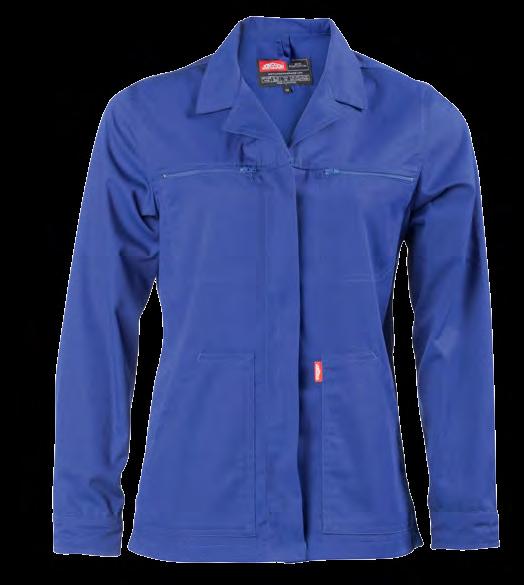 CONTI JACKET/20130 VERSATEX 65/35 Polycotton Twill WEIGHT: 230 gm 2 XS S M L XL 2X 3XL COLOURS: Royal Zip fastening on chest pockets for secure
