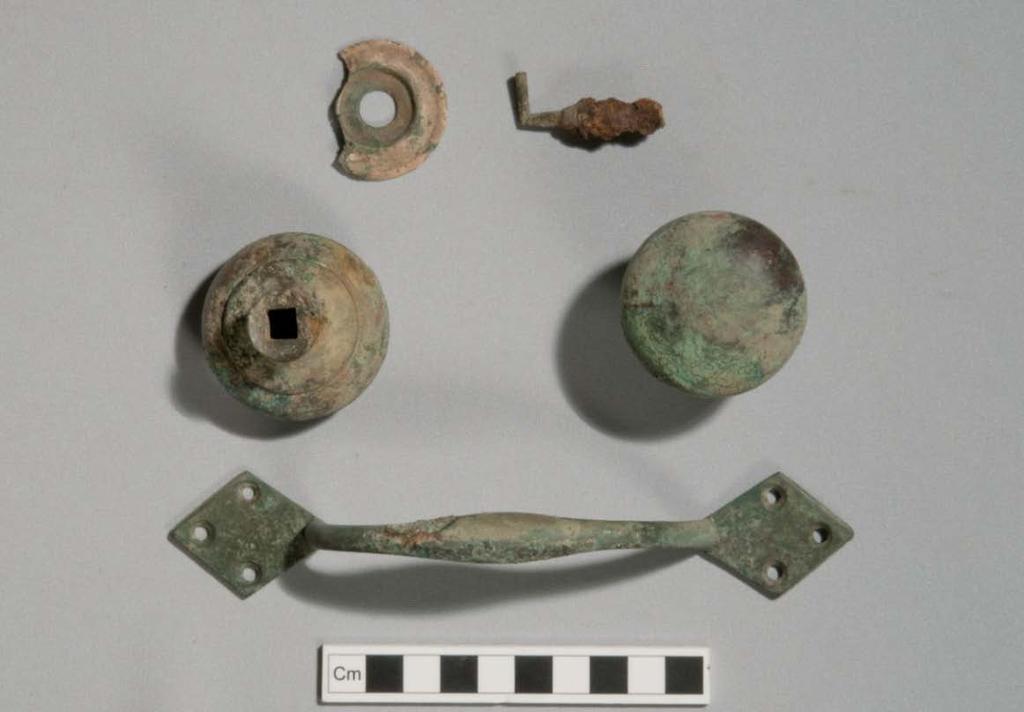 Most of the metal items were identified with the general function of architecture, including brackets, bolts, doorknobs, eye bolts, hinges, hooks, nails, screws, spikes and tacks (Figs 5.3, 5.4).