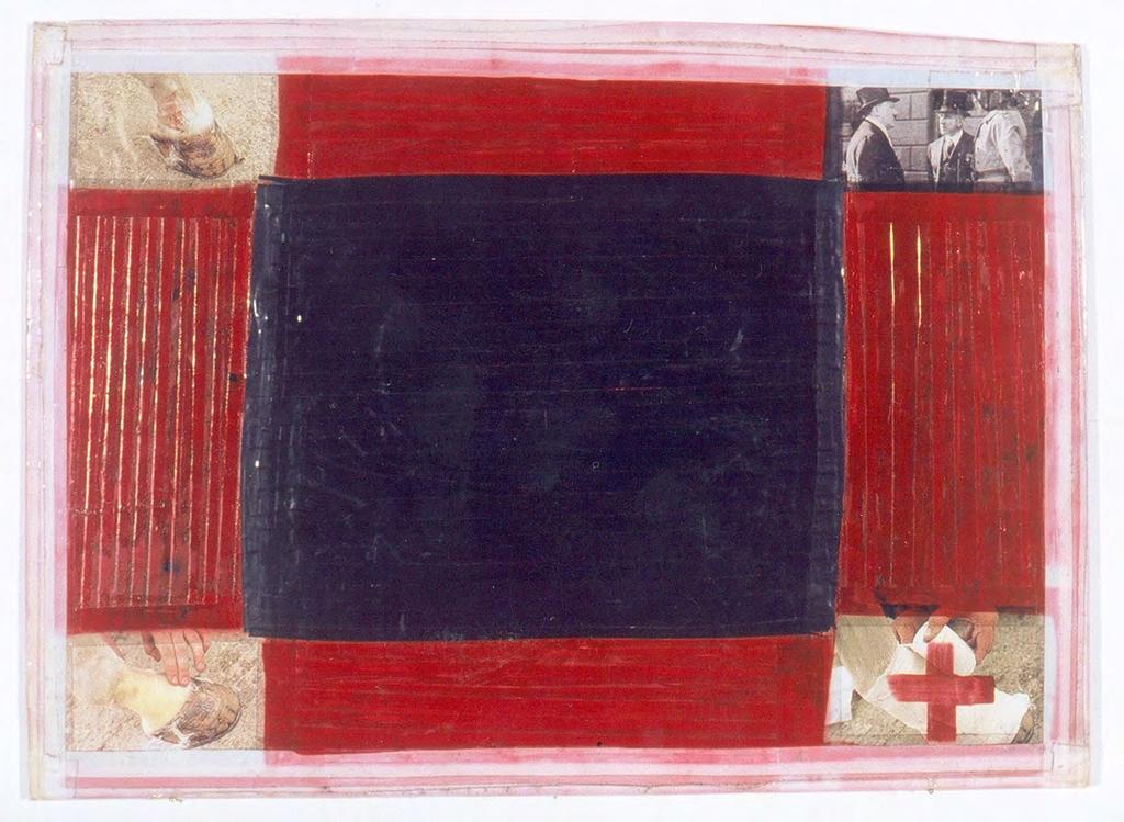 Untitled, 1989 Isorel, tapes, black and red