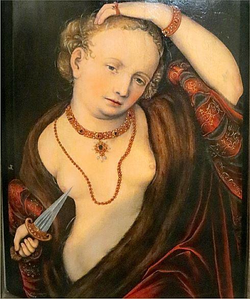 Lucretia; painted by Lucas Cranach (the younger) around 1540.