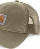 ACCESSORIES Buffalo Cap 100286 100% cotton washed canvas with 100% polyester mesh back Carhartt Force sweatband fights odors and its FastDry technology wicks away sweat for comfort Light-structured,
