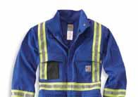 FLAME-RESISTANT FR Striped Coverall 101705 CAT 2 ATPV (CAL/CM 2) 11 MIDWEIGHT 9 ounce, 100% cotton FR twill Stand-up collar Two chest pockets with flaps and snap closures Two side-entry pass through