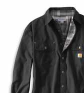 Left-chest secure zippered pocket with sewn-on Carhartt label Two large lower-front welt pockets Two snap-adjustable cuffs with extended plackets Imported