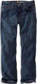 Straight/Traditional-Fit Elton Jean 101496 12-ounce, 86% cotton/14% polyester denim Sits at the waist Slim seat and thigh Ounce-for-ounce as durable as 15-oz