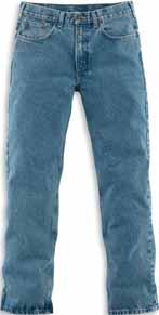 Straight/Traditional-Fit Straight-Leg Jean B480 15-ounce, 100% cotton denim Sits at the waist Slim seat and thigh Stronger sewn-on-seam belt loops Straight leg