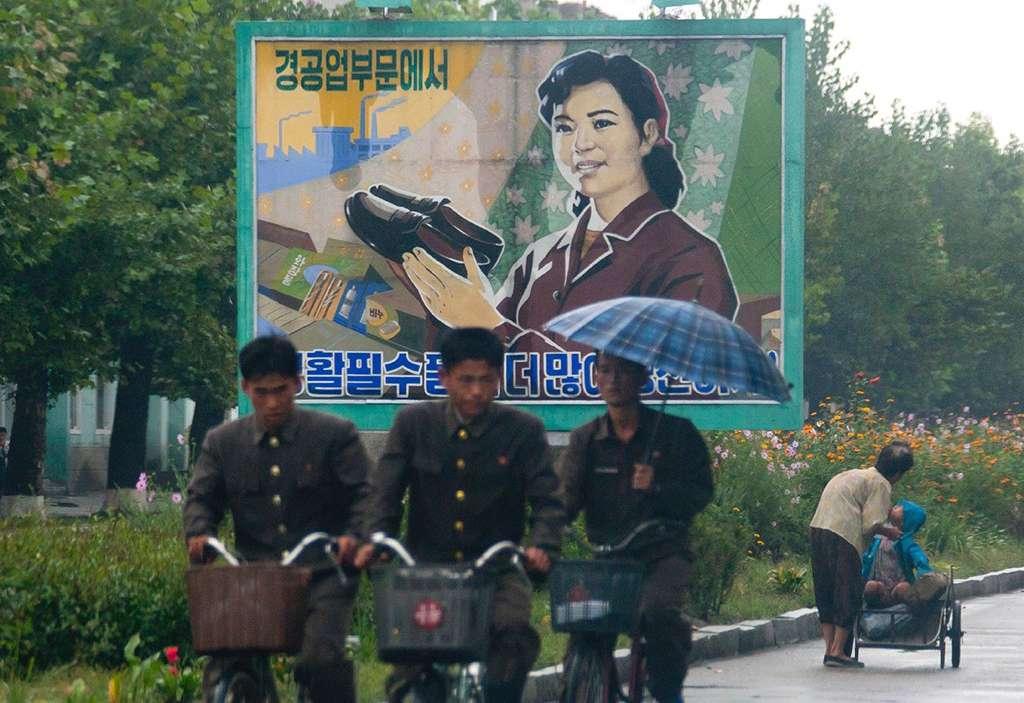 Advertising does not exist in North Korea, but the propaganda billboards