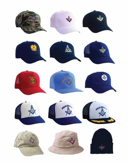 HATS Fraternal Caps Stock Colors: - Navy, Royal, Light Blue, Red, Black, White, and Camo Choice of Emblems: - Masonic, Shrine, KT, Consistory, O.E.S. and others A. A. A. D.