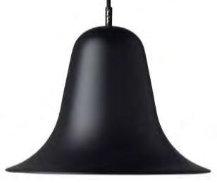 PANTOP PENDANTS Design: Verner Panton, 1980 Ø30 cm / H: 21.5 cm Pendant distinguished by a bell-like matt black shade. Matt black ceiling canopy (incl.) Cord: 190 cm black fabric Art.