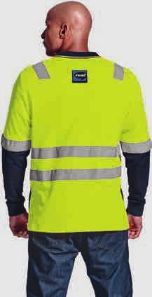 HI-TRA - TRANSIT LONG SLEEVE GOLFER Features: Reflective tape across chest, shoulders and elbows Day and night application Long sleeve high-visibility golfer with reflective tape Three button placket
