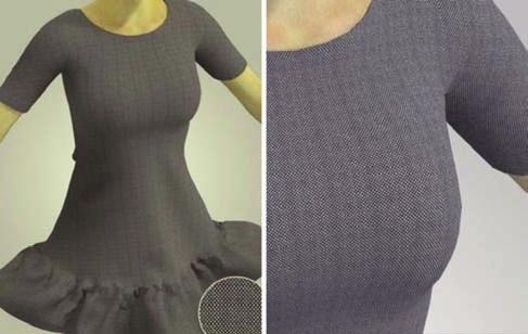 a b Fig. 3. The 3D simulation of dresses for cold season, made of selected wool-type fabrics: a the 3D dresses simulation with the fabric F1; b the 3D dresses simulation with the fabric F2 (91.