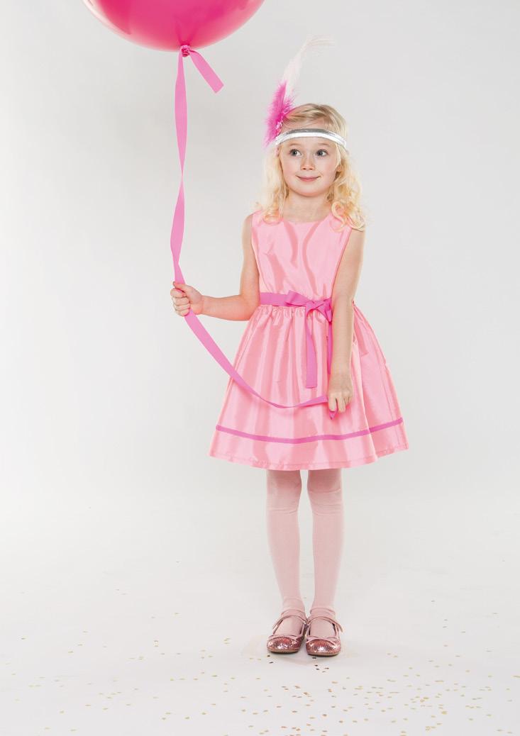Fondant Pink Taffeta Party Dress with Neon Pink