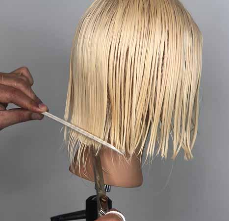 Take a center vertical section and cut round for a softer fringe.