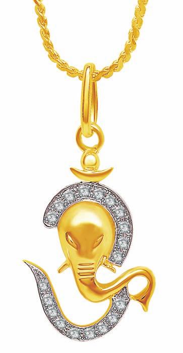 diamond-studded pendants. Ganesha pendants are believed to bestow good luck, fortune and wisdom to the wearer.