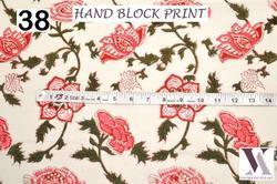 Block Print Fabric Bagru Red & Beige Cotton Hand Block