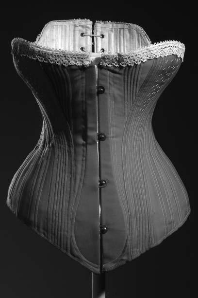 fashion ave: the museum at the fashion institute of technology (mfit) in new york Corset, red-orange wool/silk with off-white top stitching and cotton lace, 1880, France, mfit 98.29.3.
