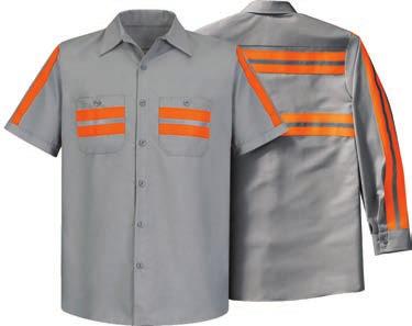 Industrial Work Shirt Two-piece, lined collar with sewn-in stays Button-front closure Button front closure Two button-thru, hex-style