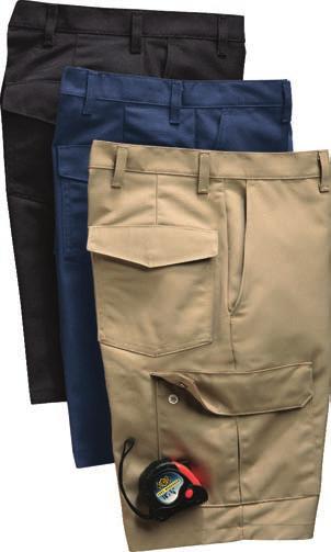 Cargo Short TOUCHTEX PRO with superior color retention and soil release Relaxed fit Slack-style front pockets Back patch pockets with flaps and snap closures Side bellow cargo pockets with flaps and