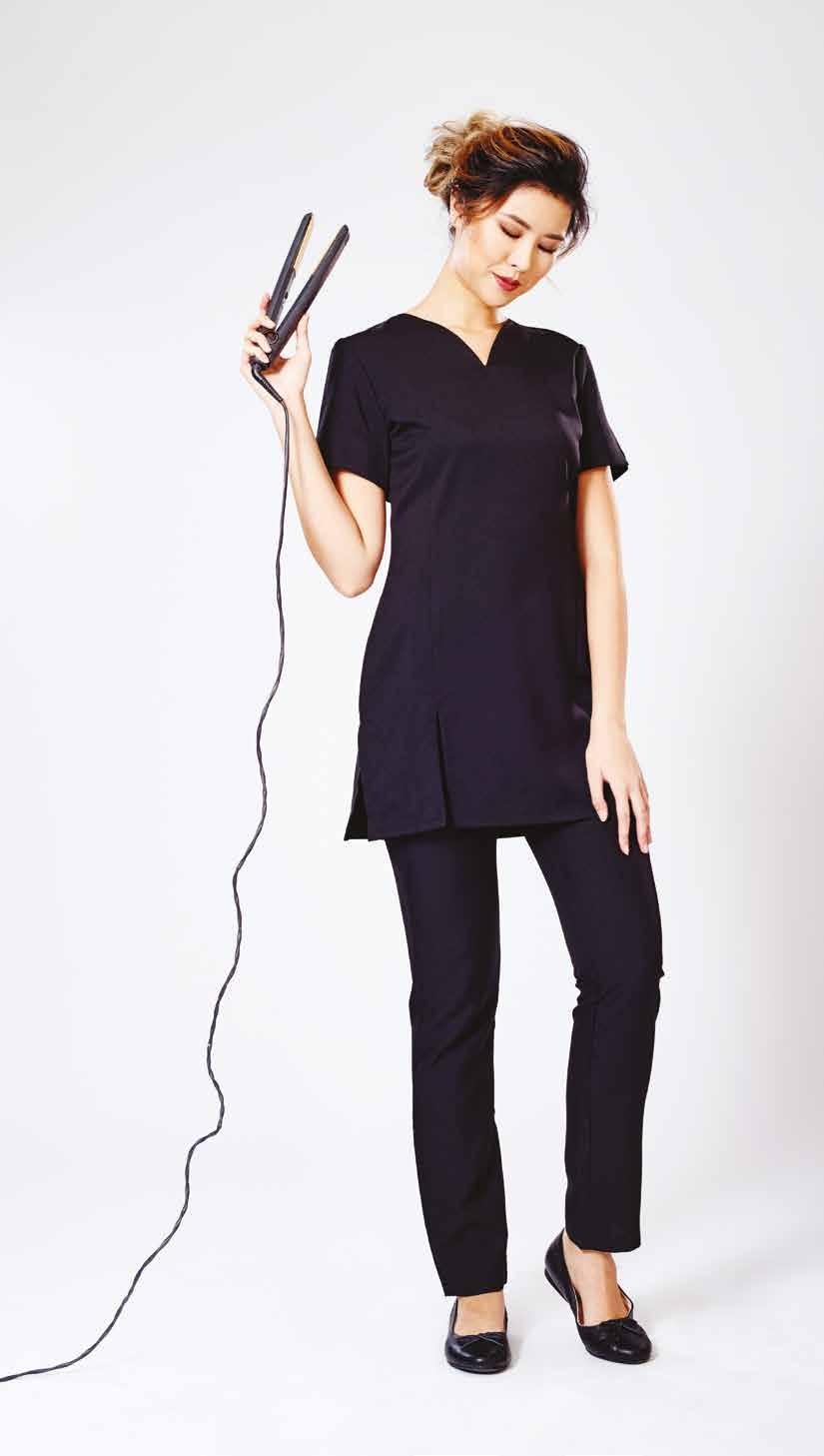 JASMIN Sleek and stylish, this long length tunic features front and side splits for easy movement.