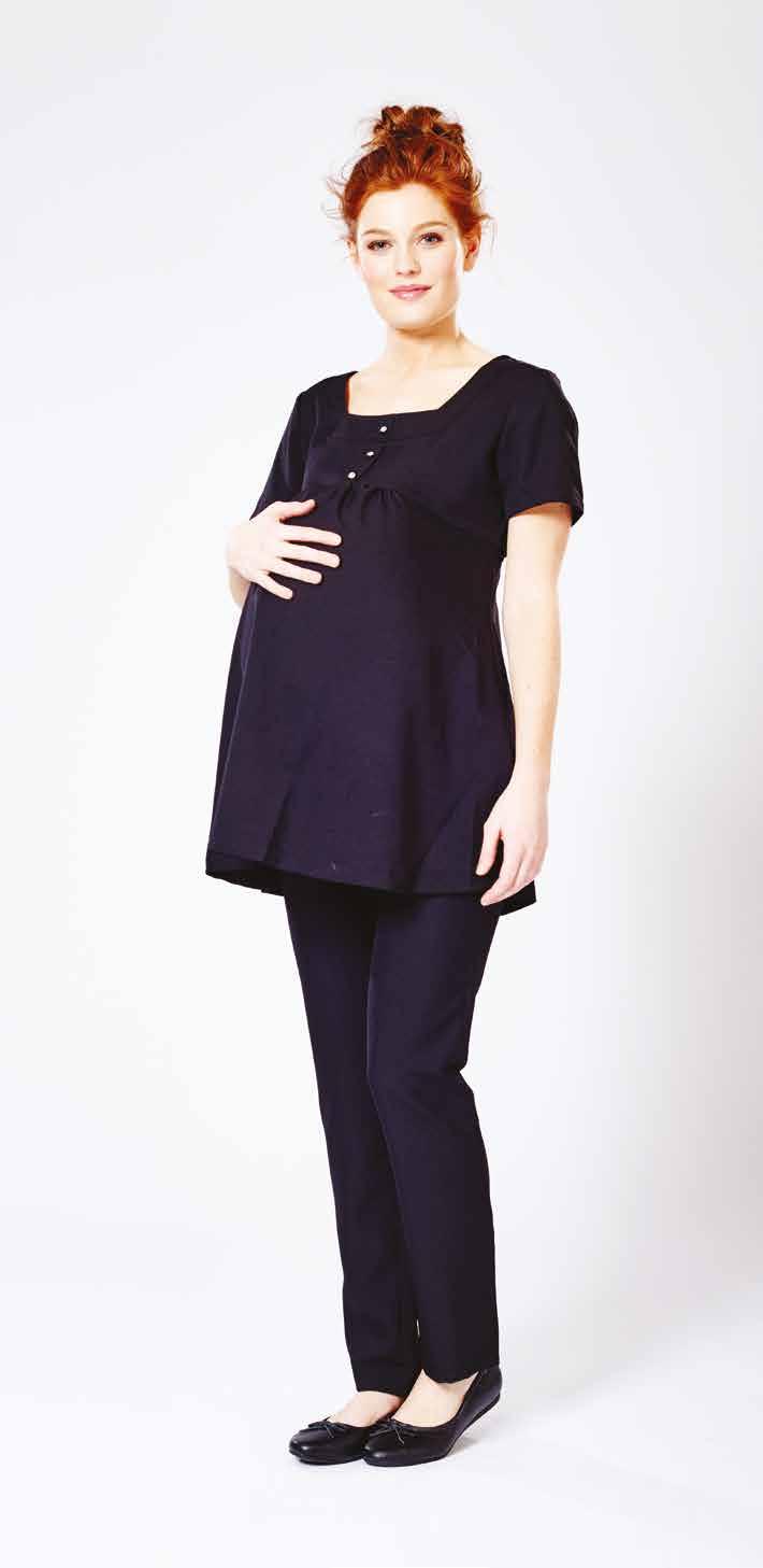 The empire line style with back tie allows you to adjust the top, so your tunic grows as your bump