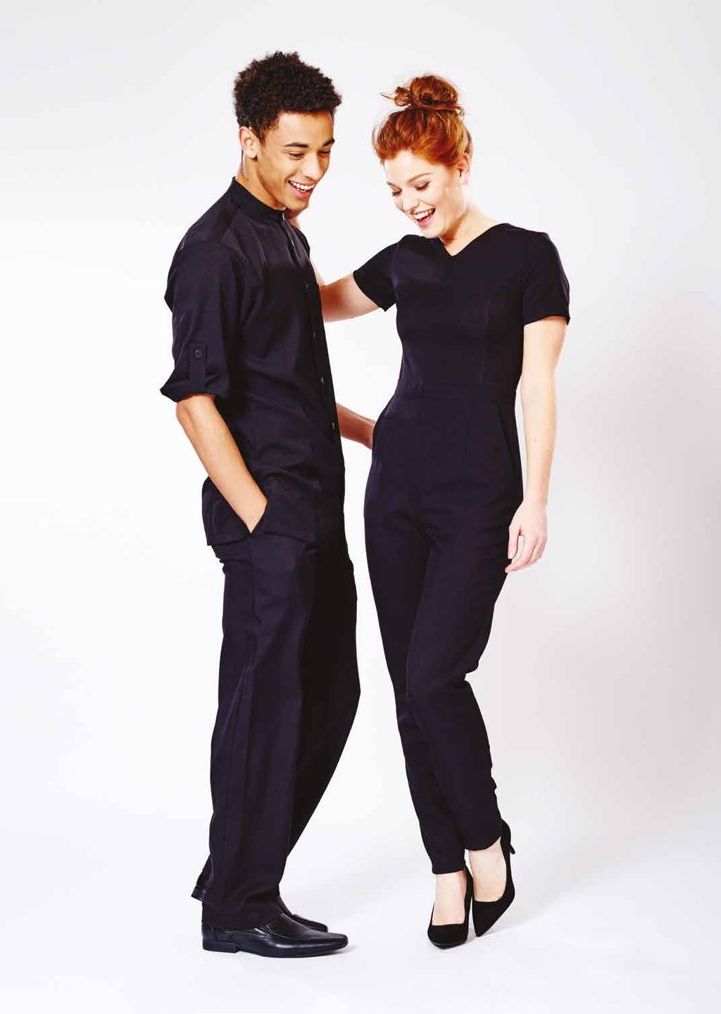 AUDREY An on-trend alternative to the little black dress, look effortlessly stylish with this jumpsuit featuring cross seam detail on the body, waistband and pockets. Available in 34 unfinished leg.