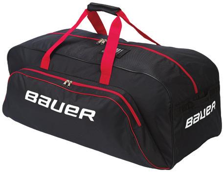 BAGS BAUER Core Bag Collection KEY FEATURES: Strong and durable polyester fabric Heavy-duty PVC fabric backing Large top opening Large external side pocket All plastic components are cold resistance