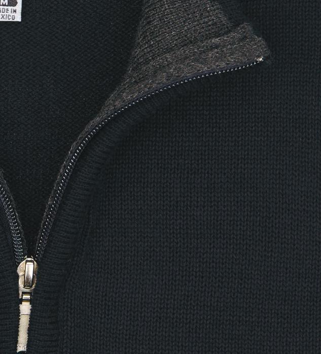 Contrasting collar and metal zipper pull 100% Acrylic DECORATION: