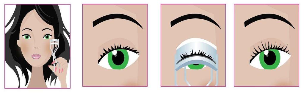 Exercise 5 To learn how to use an eyelash curler, take it by the handle and looking straight ahead place it around your top eyelashes and squeeze it shut.