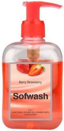 SOFWASH 3 IN 1 HAND WASH, SHOWER GEL & BUBBLE BATH 3 Benefits in 1 : Hand Wash, Shower Gel & Bubble Bath The enticing strawberry fragrance offers a burst of freshness while the gentle ph balanced