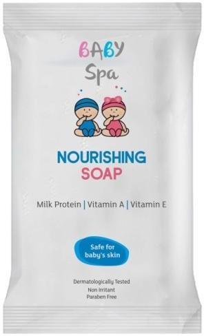 Baby Spa Nourishing Soap With Milk Protein, Vitamin A, Vitamin E Enriched with Milk Protein and Vitamins A & E, it gently cleanses and moisturizes the baby s delicate skin keeping it soft,smooth &