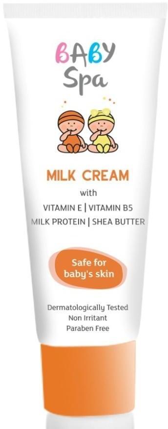 Baby Spa Milk Cream With Milk Protein & Vitamin B5 Vitamin E & Shea Butter The soothing cream enriched with Milk Protein, Vitamin E, Vitamin B5 and Shea Butter nourishes and moisturizes the delicate