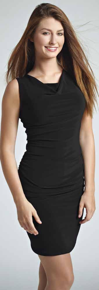 ANNY TOP Sleeveless, draped neckline, ruching on side seams, light and comfortable, 92% polyester, 8% spandex,