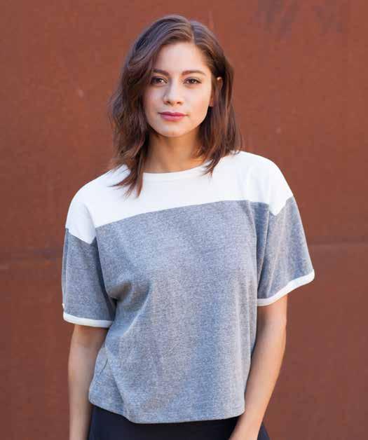 STYLE US608 WOMEN S BOXY YOLK RECYCLED TEE 30 SINGLES JERSEY 100% RECYCLED MADE FROM T-SHIRT REMNANTS