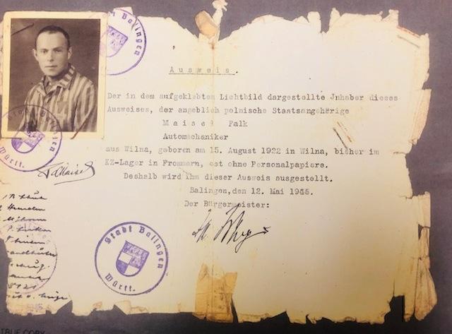 Below: Pass dated May 12, 1945 for Falk Maisel