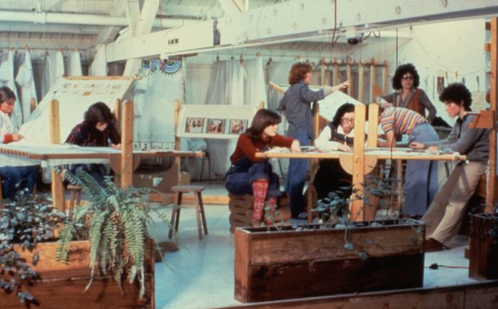 Judy Chicago and Others Working in The Dinner Party Needlework Loft, 1978.