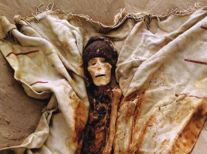 ANCIENT MUMMIES OF THE TARIM BASIN above: The Hami fragment of cloth resembles plaids from ancient central Europe. This textile was carefully studied by the late Irene Good, who held a Ph.D.