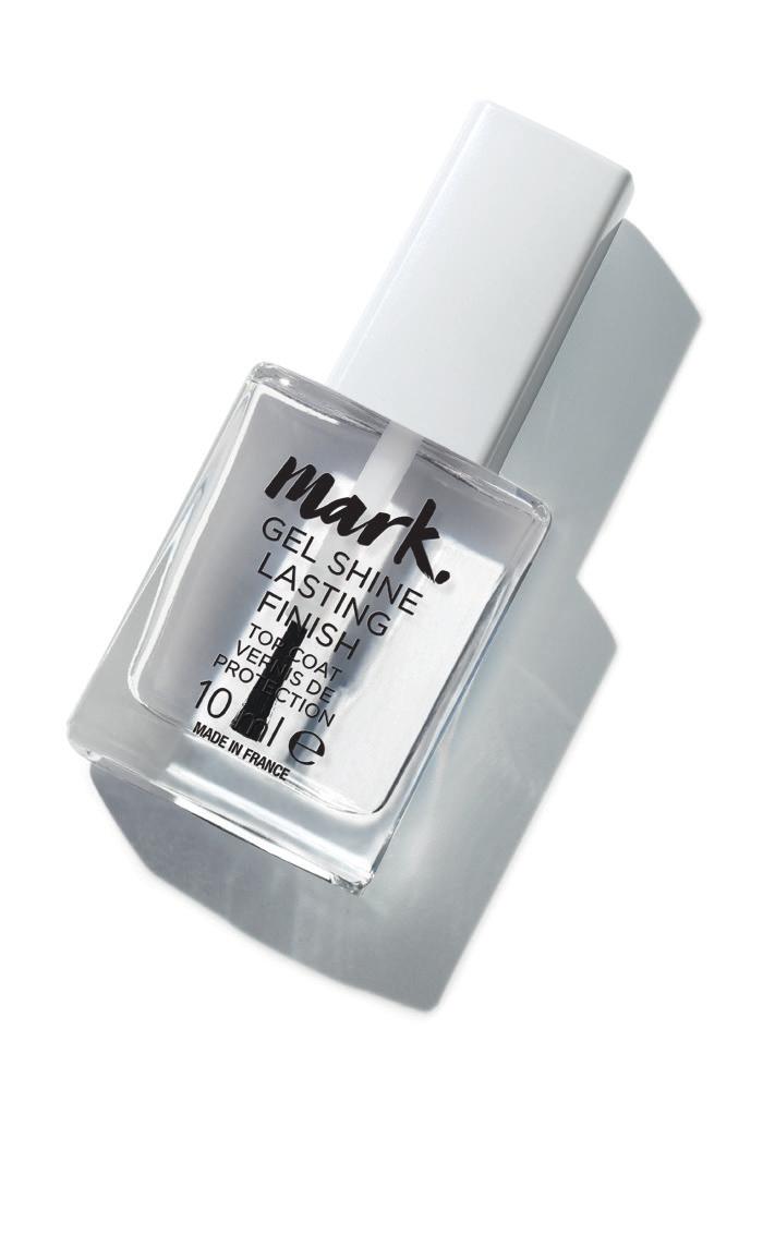 MARK. GEL SHINE LASTING TOP COAT Helps your mani last twice as long. Reduces chipping. Increases shine. Get the gel mani of dreams at a fraction of the salon price. 1.