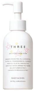 THREE BABY & KIDS MILKY EMULSION Prevents dehydration with a smooth and comfortable texture.