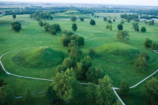 Photograph of the central precinct of Cahokia. The 100-foottall Monk s Mound is visible at the top of the photograph.