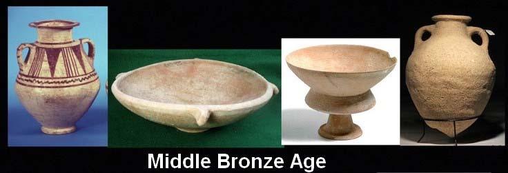 Typical of Early Bronze Age II are plates and dishes with red slip and burnished, chalices on a high foot, spherical juglets with double handles, jugs with high and narrow necks, jars and storage