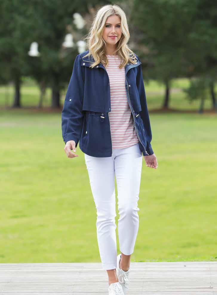 NEWPORT PARKA Navy $149.95 MILLY TOP Cotton/polyester Blush, Navy Size: 4 to 20 $69.