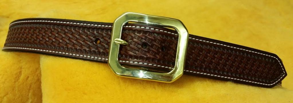 - 10-113. Basket Stamped Leather Belt Value: $135 This quality leather belt was professionally hand crafted b y Jake Fillmore. It has been skillfully basket stamped and lined.