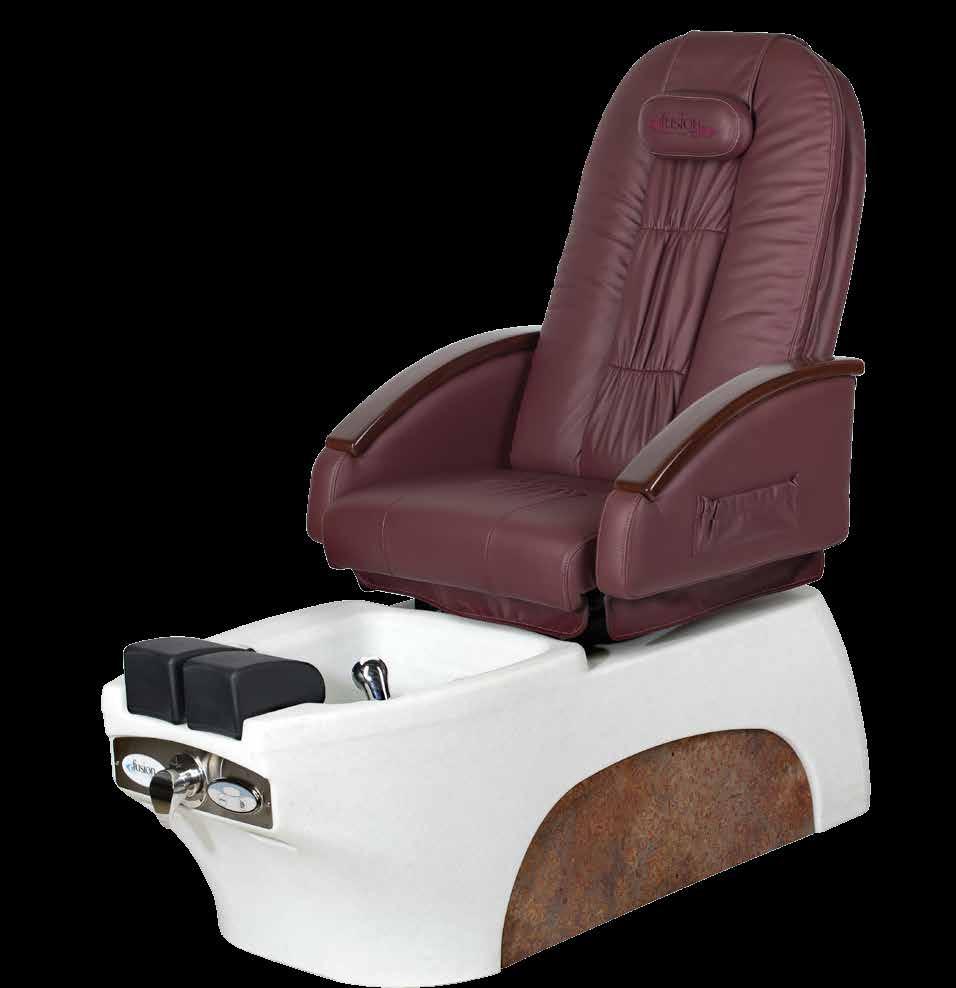 Shiatsu chair is equipped with convenient flip up manicure trays and deep cup holders that accent graceful