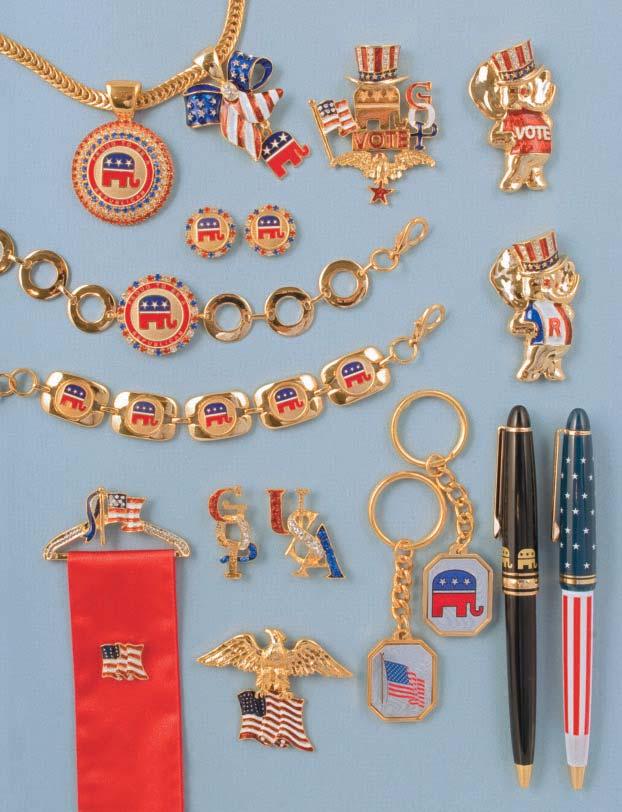 ndesigns.com or call (800) 346-5203 9am-4pm eastern time Proud to be a Republican Set, Cloisonné Gold Plated N111 - $10.25 with adjusting 15 20 chain CN111 - $16.